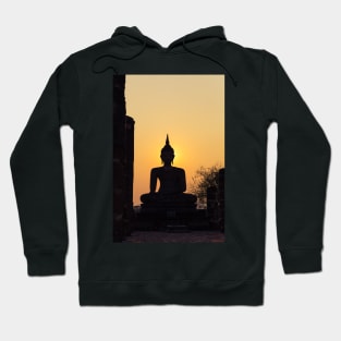 Buddha statue against sunset silhouette Hoodie